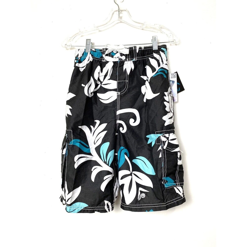 Kanu Surf Board Shorts Youth Boys Sz L (14-16) Paradise Floral Print Lined Beach